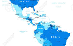 Nord- Und Südamerika Karte – Sehr Detaillierte Vektor-Illustration with Map Of North And South America With Names