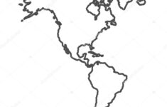 Nord Und Südamerika Umreißen Die Weltkarte Vektorillustration Weiß pertaining to Blank Outline Map of North and South America