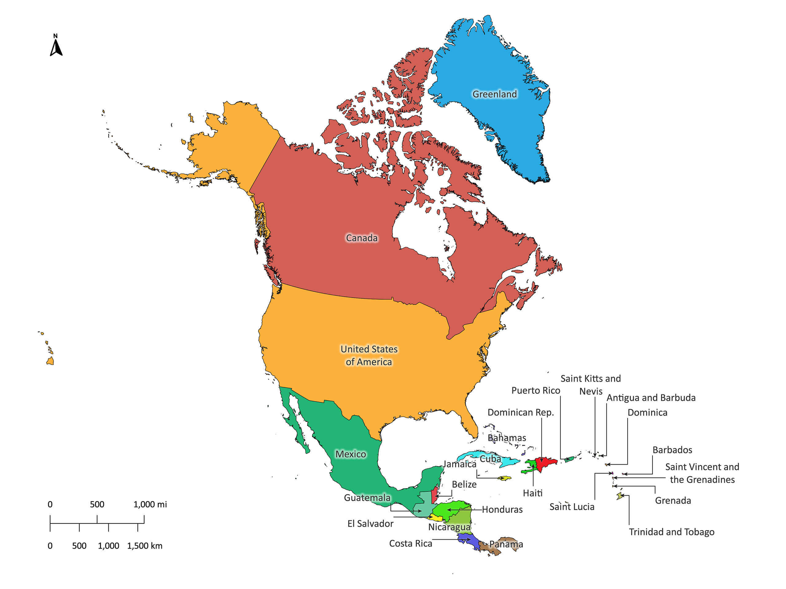 North America Labeled Map | Labeled Maps regarding Labeled Map of North America Printable
