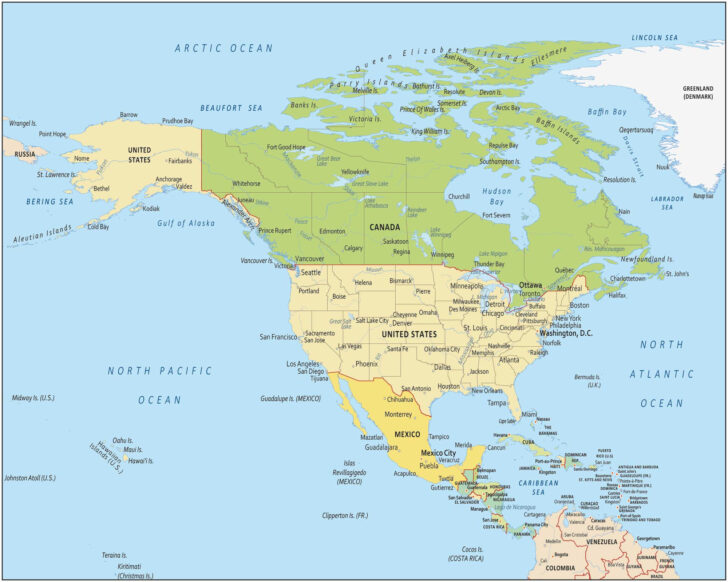 Printable Map of the North America