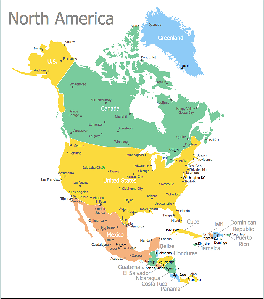 North America Map With Capitals - Template | How To Draw A Map Of in Printable Map of North America and South America