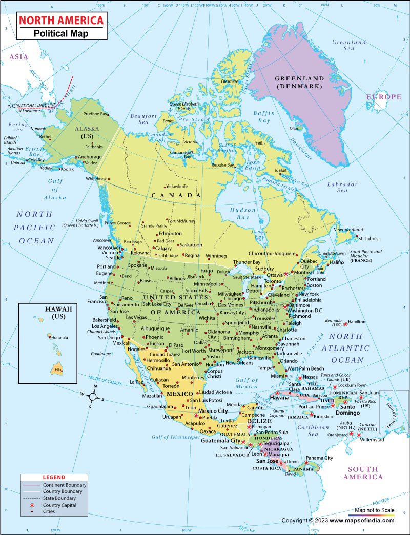 North America Map With Countries | Political Map Of North America within Google Map of North and South America