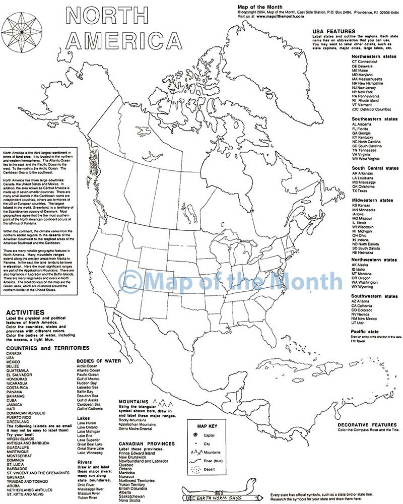 North America Map with Free Printable Outline Map of North America