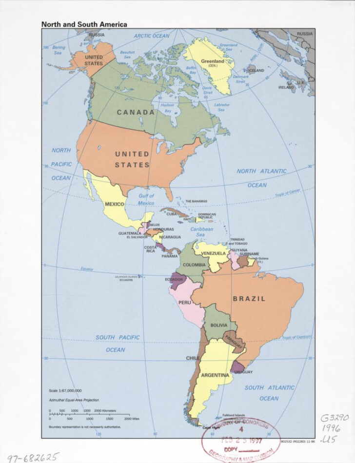 North and South America Map with Countries
