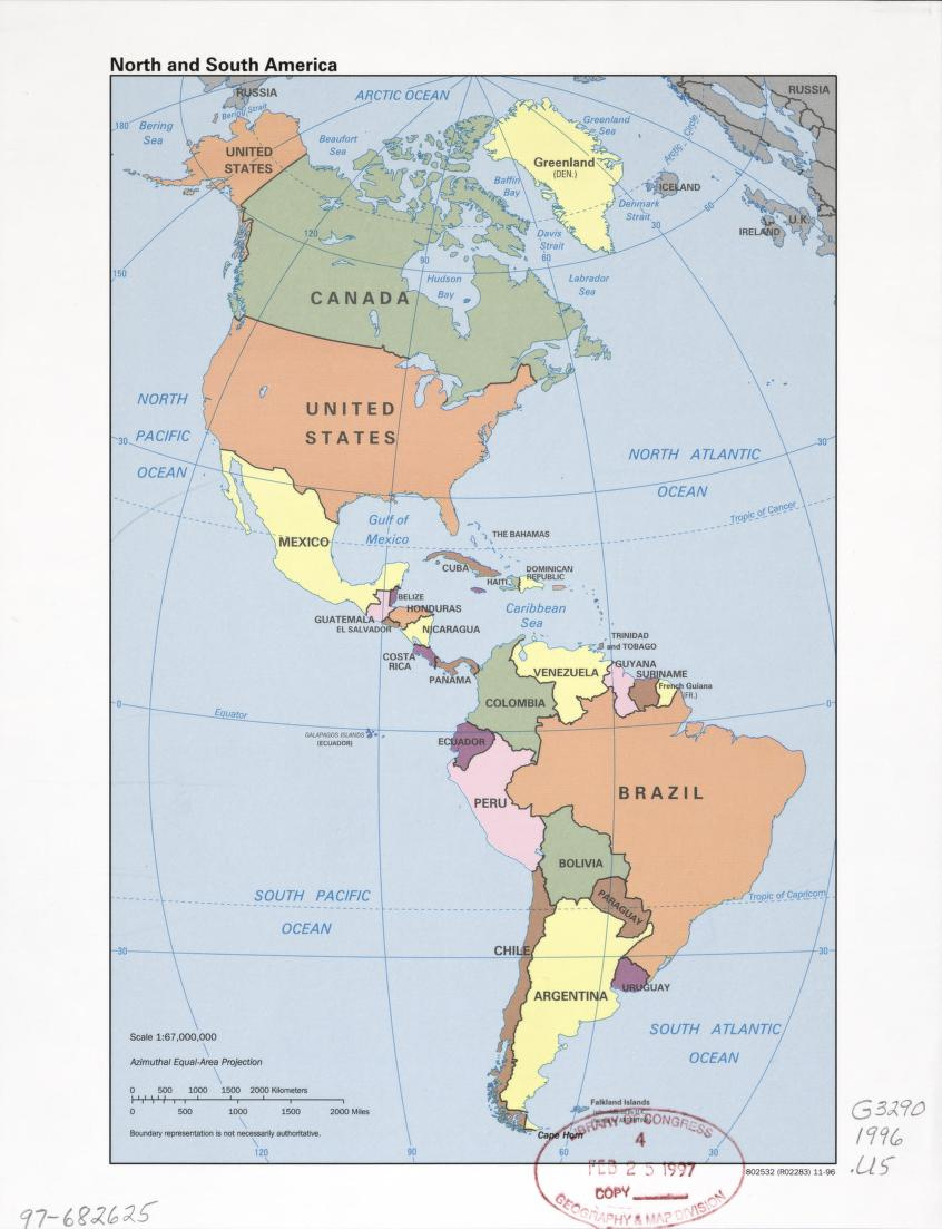 North And South America. | Library Of Congress with regard to North And South America Geography Map