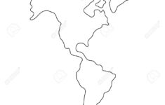 North And South America Line Continent. America Linear Map. Vector in Outline Map of North America and South America