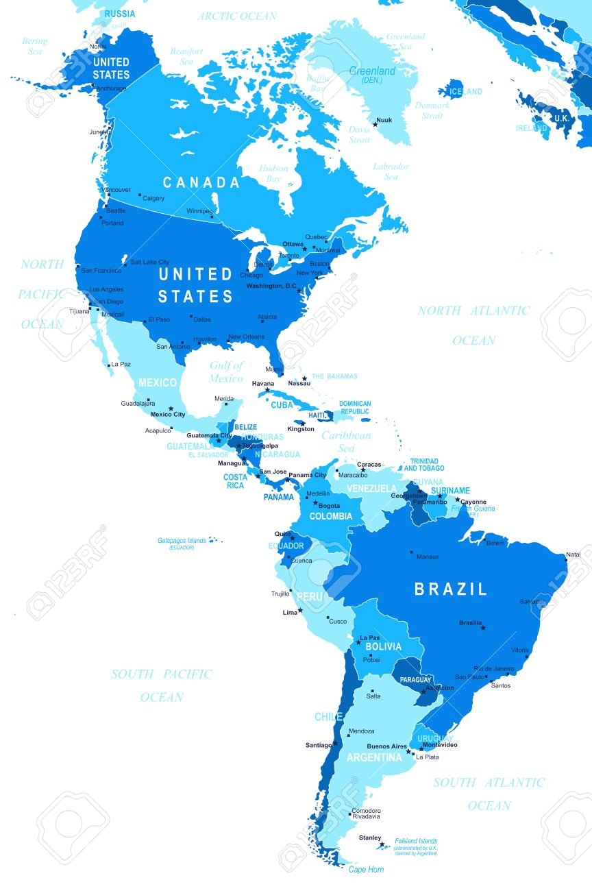 North And South America Map - Highly Detailed Vector Illustration intended for Free Map Of North And South America