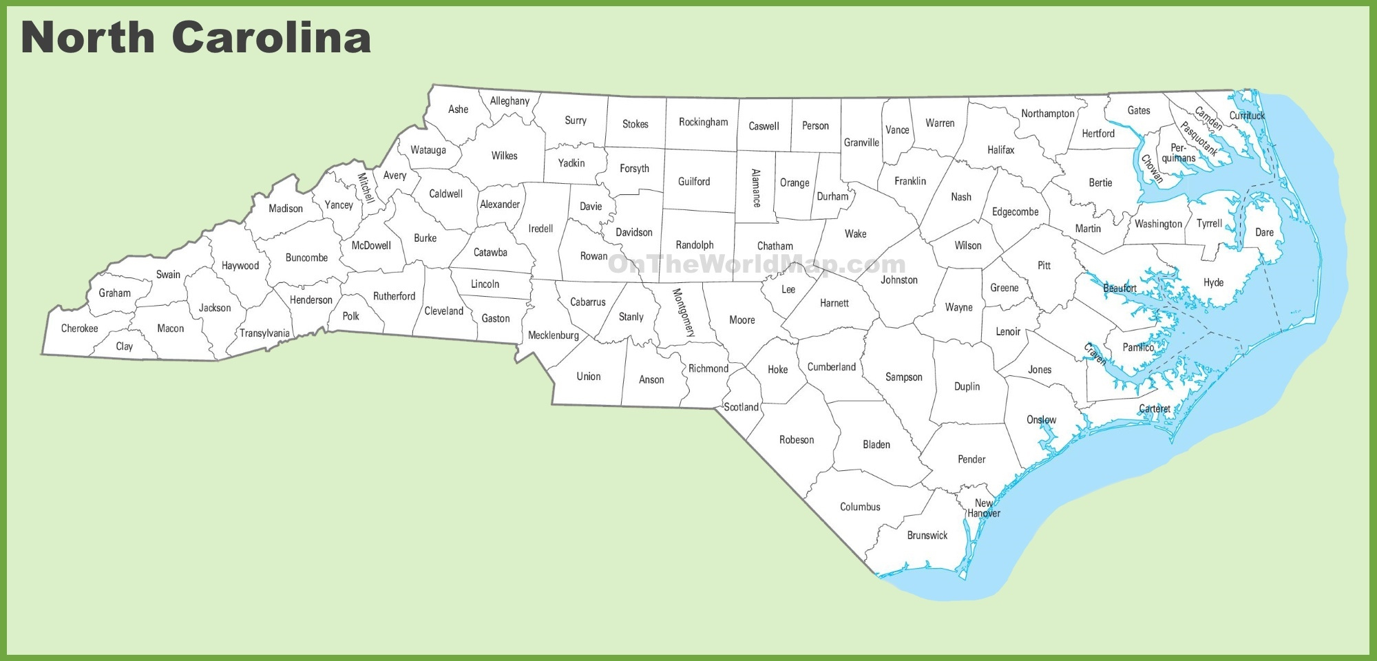 North Carolina County Map - List Of Counties In North Carolina pertaining to Printable Map of North Carolina Counties