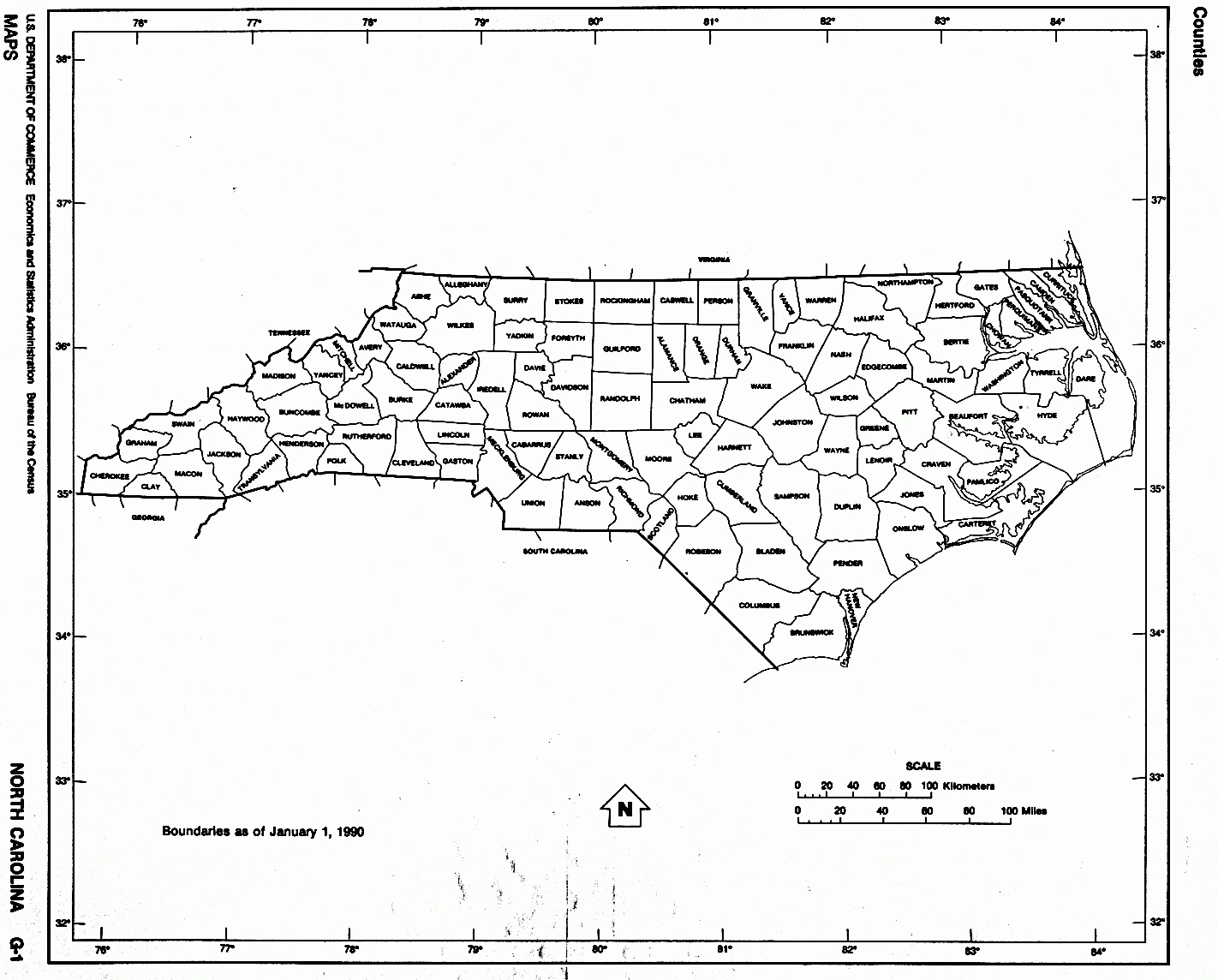North Carolina Free Map throughout Free Printable Map Of North Carolina
