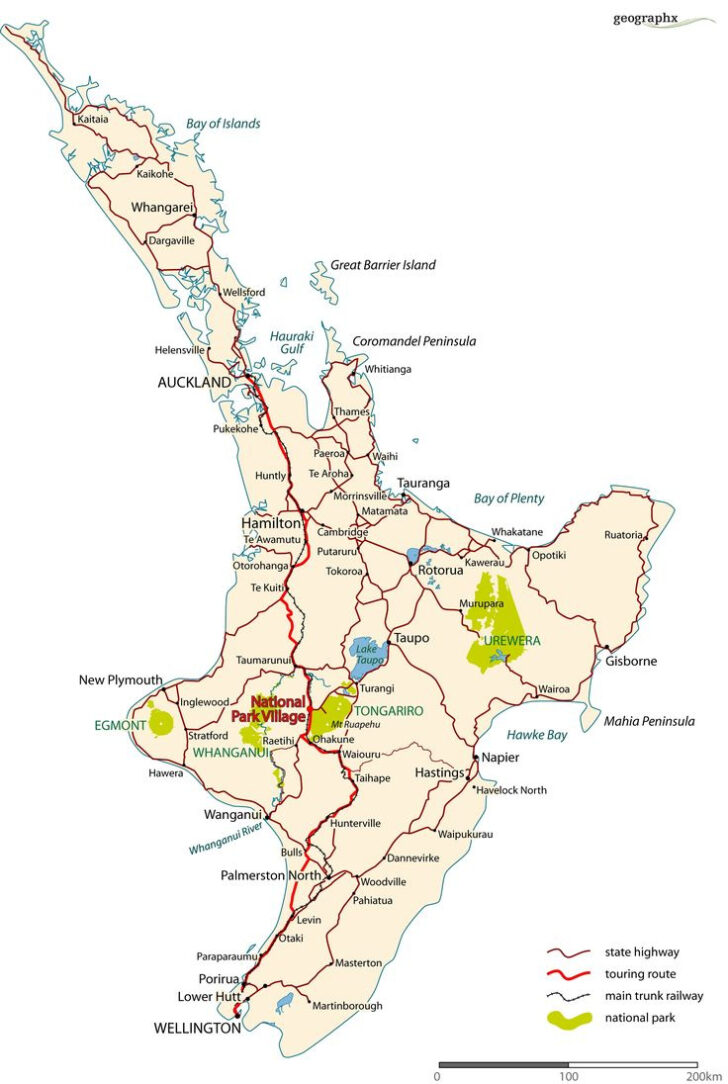 Printable Map of North Island New Zealand