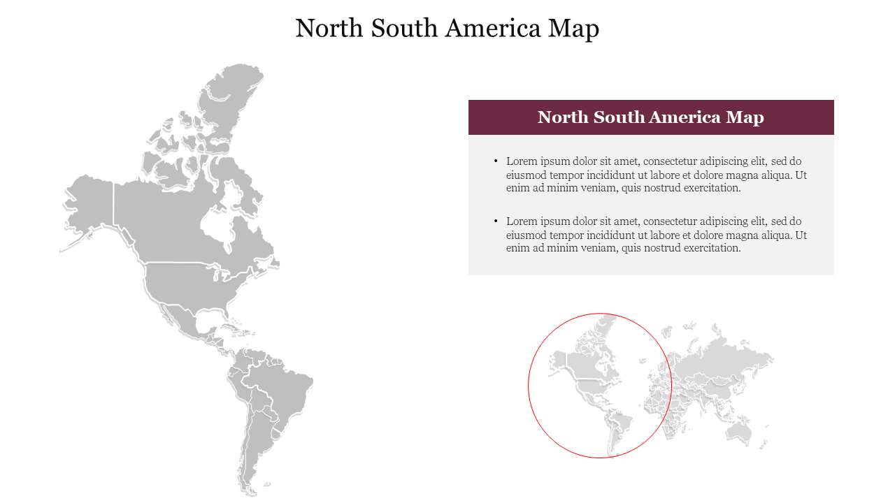 North South America Map Powerpoint Template &amp;amp; Google Slides regarding Printable Map Of North America And South America