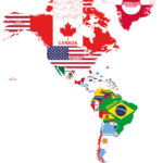 North & South America Map With Flags Vector Image With Regard To Map Of North America And South America Together