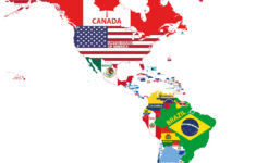 North &amp; South America Map With Flags Vector Image with regard to Map Of North America And South America Together