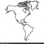 North South America Outline World Map Vector Illustration Isolated In Outline Map Of North And South America Together