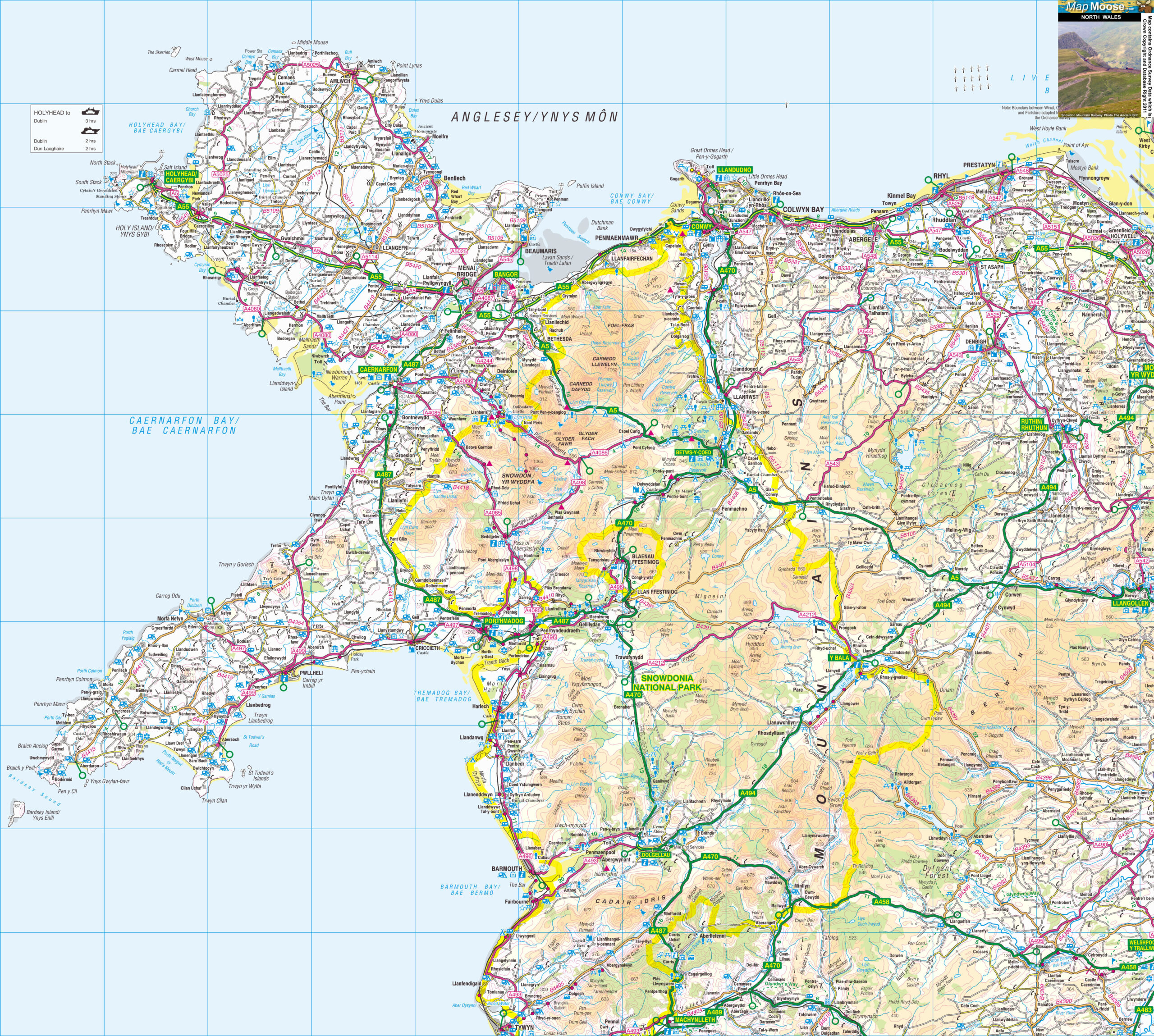 North Wales Offline Map, Including Llandudno, Conwy, Anglesey with regard to Llandudno Street Map Printable