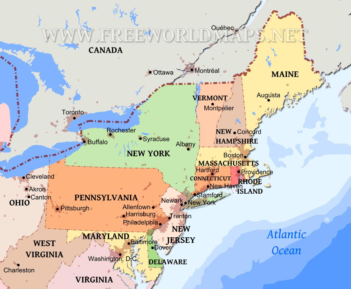 Northeastern Us Maps intended for Printable Map of Northeastern United States