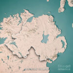 Northern Ireland Country 3D Render Topographic Map Neutral Bordefrank  Ramspott Intended For Topographic Map Of Northern Ireland