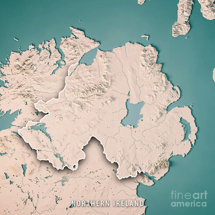 Topographic Map of Northern Ireland