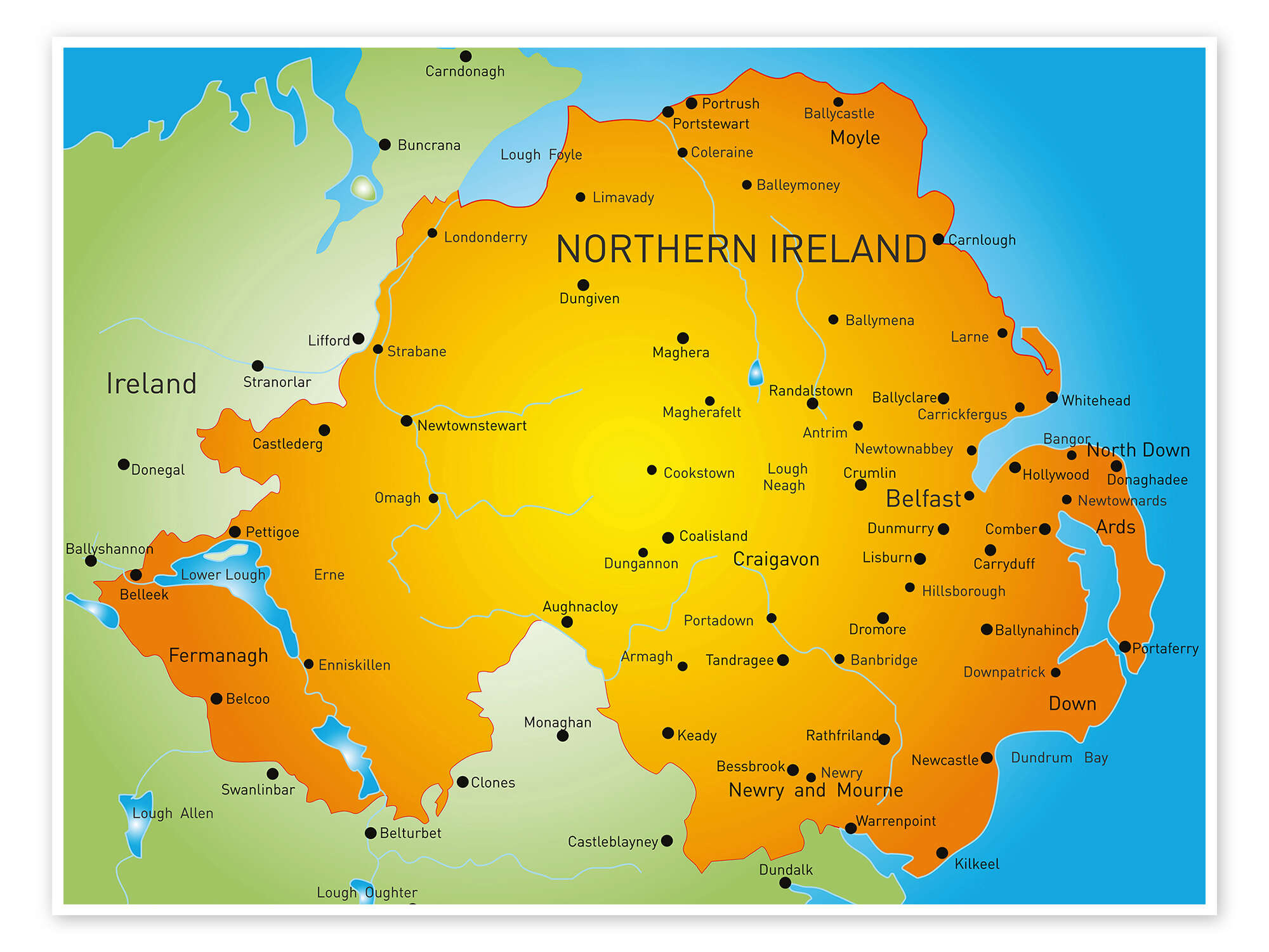 Northern Ireland - Map Printeditors Choice | Posterlounge with Map of Northern Ireland