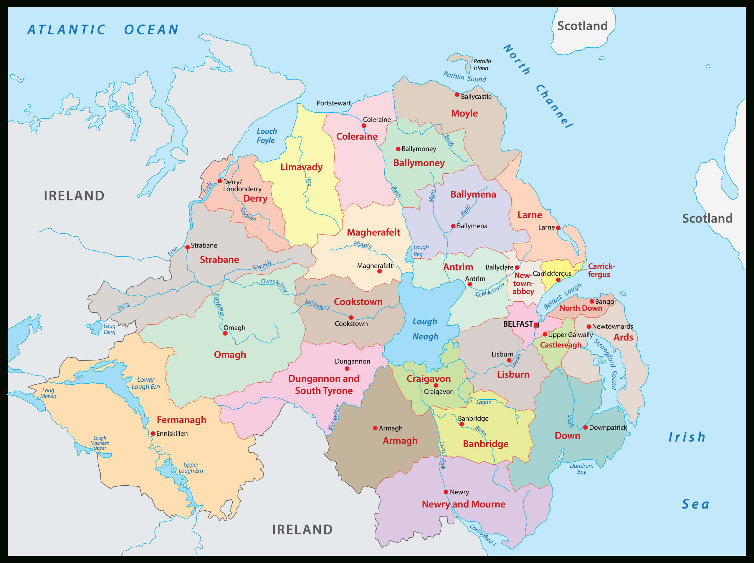 Northern Ireland Maps &amp;amp; Facts - World Atlas for A Map of Northern Ireland