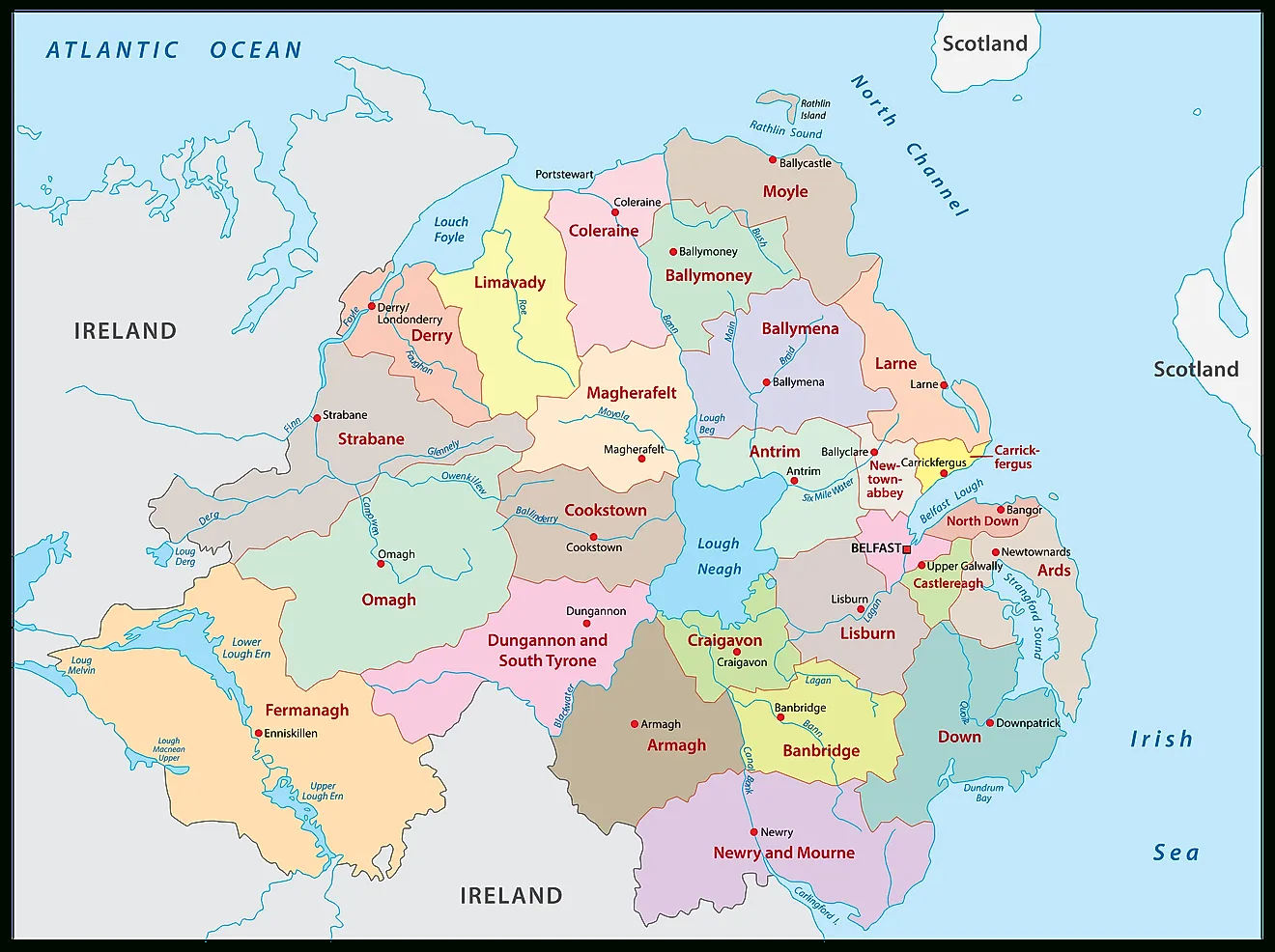 Northern Ireland Maps &amp;amp; Facts - World Atlas with regard to Map Of Northern Ireland Cities And Towns