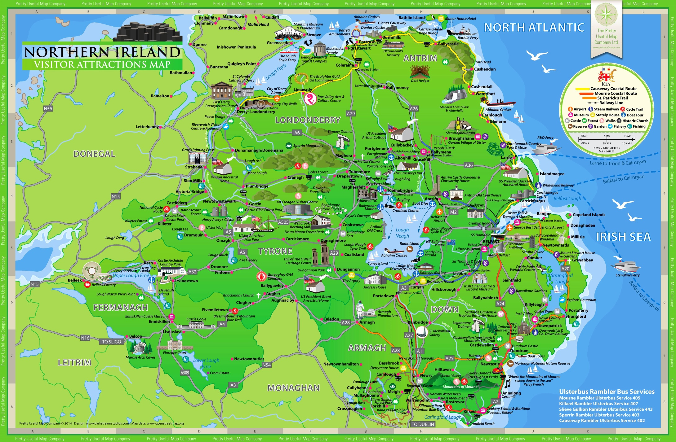 Northern Ireland Tourist Map - Ontheworldmap inside Tourist Map of Northern Ireland with Towns