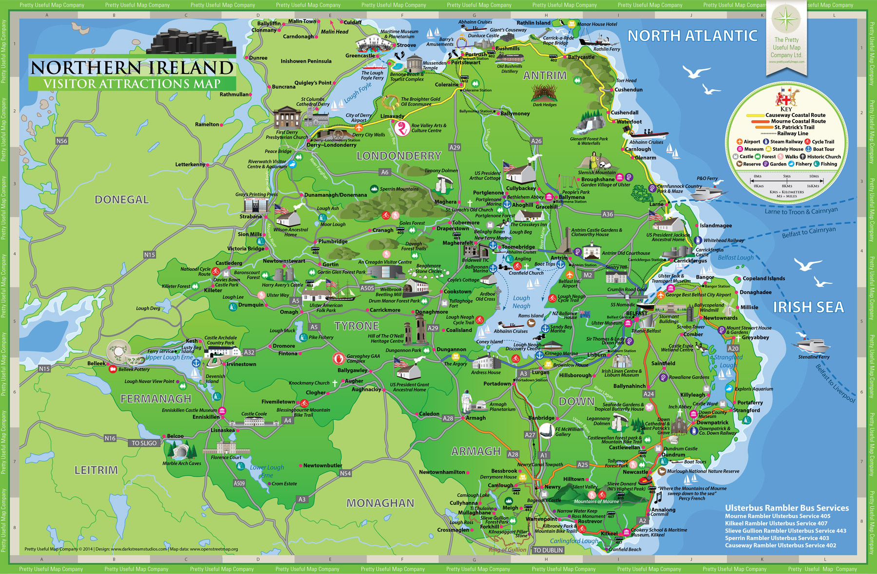 Northern Ireland Visitor Map Guide - Pretty Useful Map Co. regarding Detailed Map Of Northern Ireland