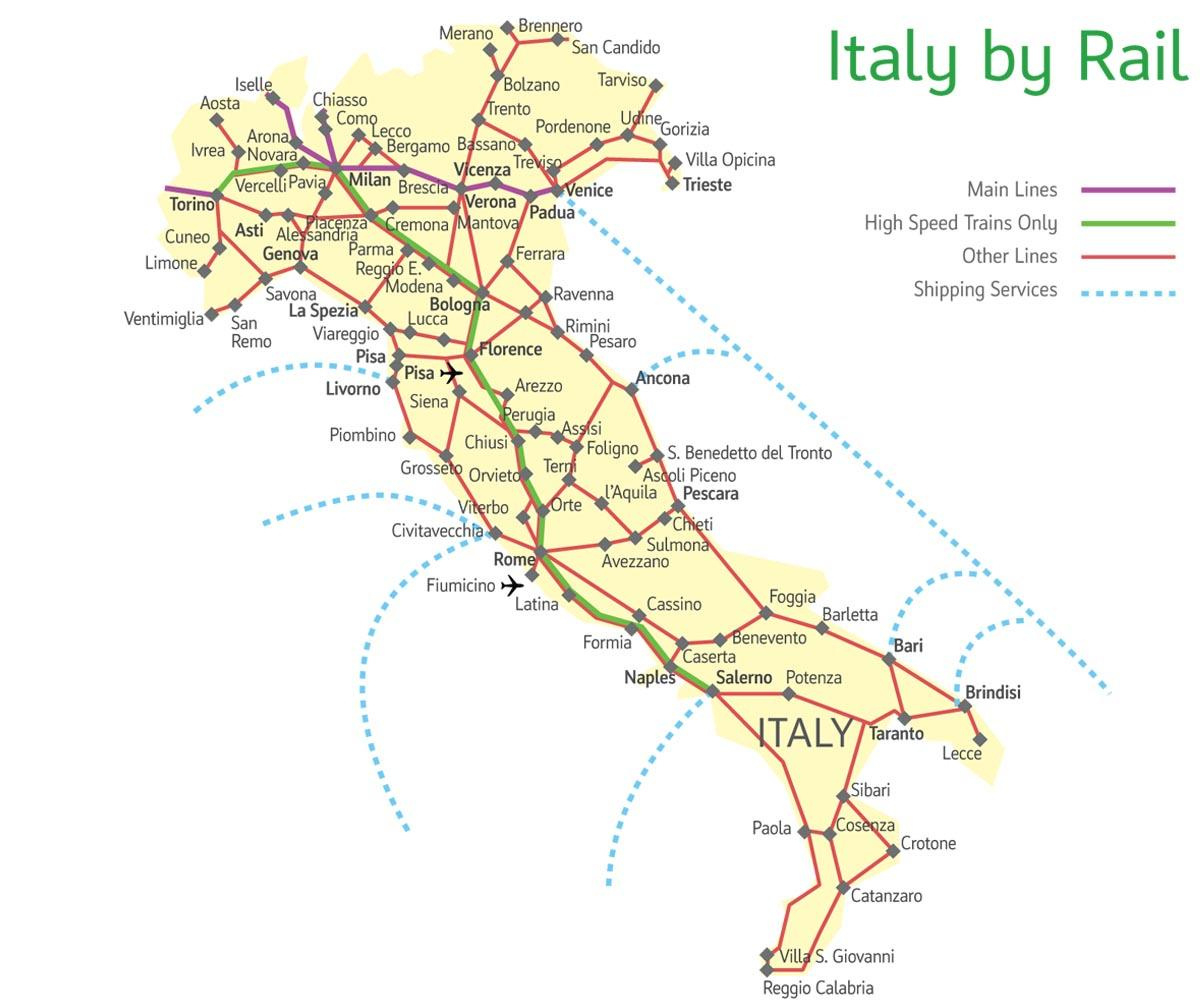 Northern Italy Rail Map - Map Of Northern Italy Train Routes within Map of Trains In Italy