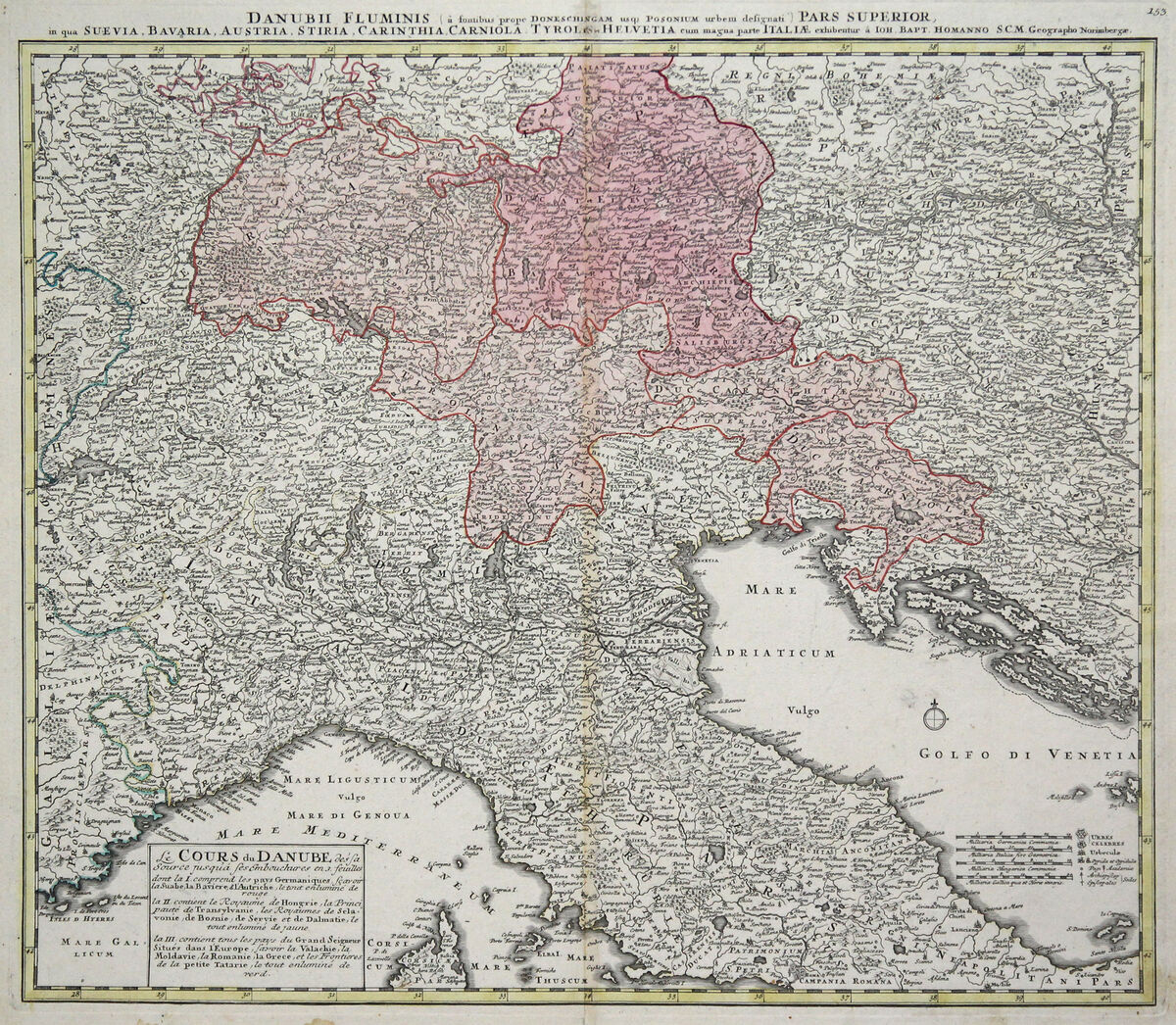 Northern Italy Switzerland Original Copperplate Map Homann 1730 regarding Map Of Northern Italy Switzerland