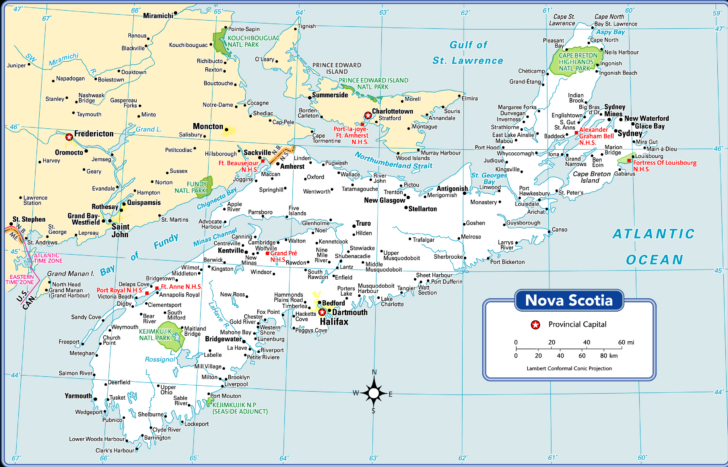 Printable Tourist Map of Nova Scotia