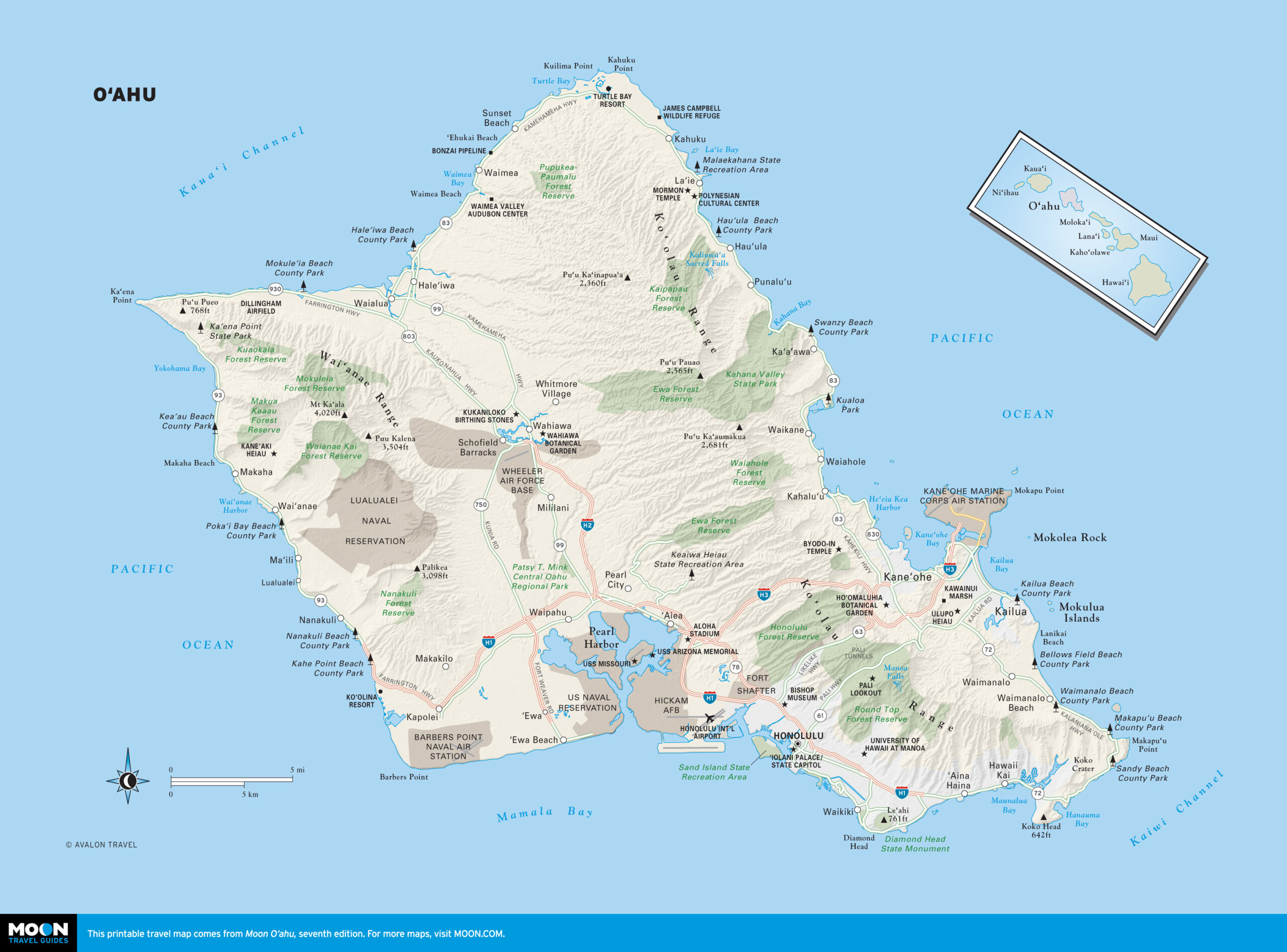 O&amp;#039;Ahu | Moon Travel Guides inside Free Printable Map of Waikiki Area