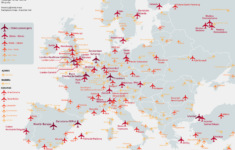 Oc] Airports Of Europe Map : R/Mapporn inside Map Of Western Europe With Main Airports