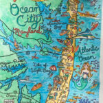 Ocean City Maryland Map Print   Etsy.de Intended For Ocean City Md Boardwalk Map