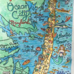 Ocean City Maryland Map Print   Etsy For Ocean City Maryland Boardwalk Streets Map