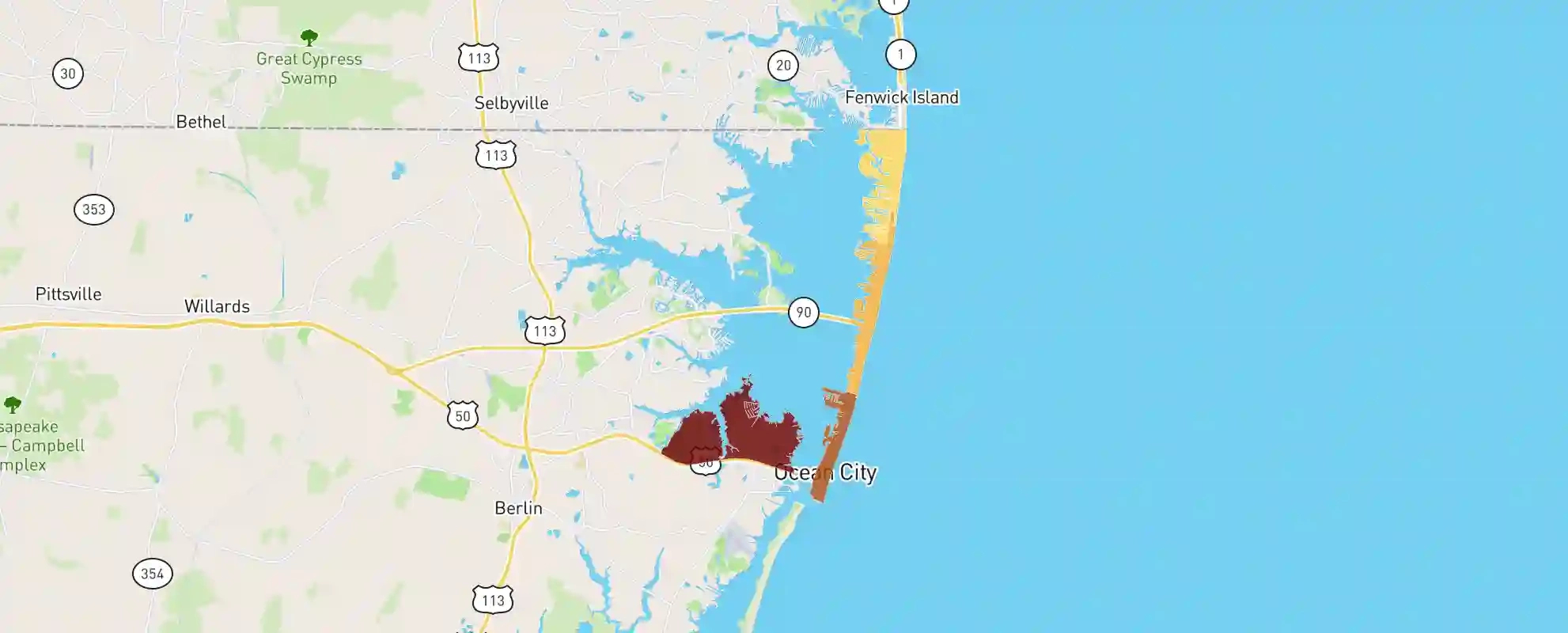 Ocean City, Md - 21842 - Real Estate Market Data - Neighborhoodscout for Ocean City Maryland Map Printable