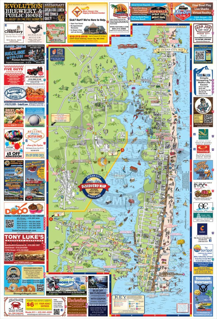 Ocean City, Md &amp;amp; Bethany Beach, De Guide with Ocean City Boardwalk Map Printable