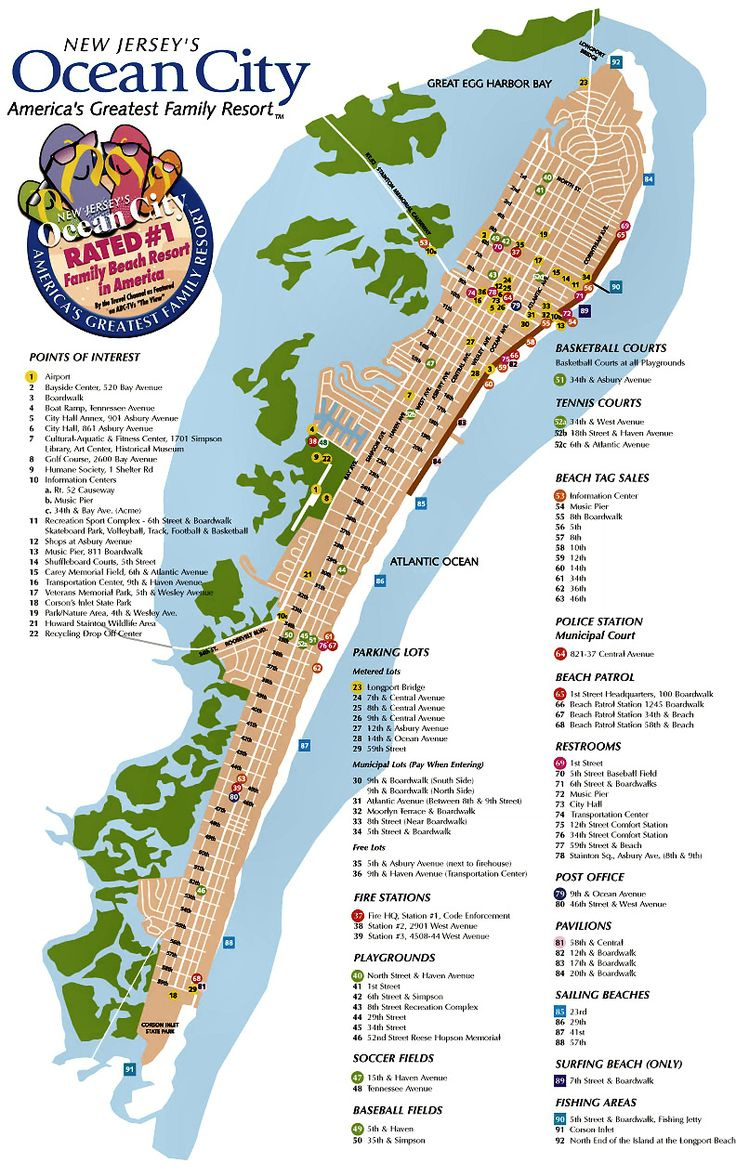 Ocean City Nj Street Map | Ocean City, Ocean City Maryland within Ocean City Maryland Boardwalk Streets Map