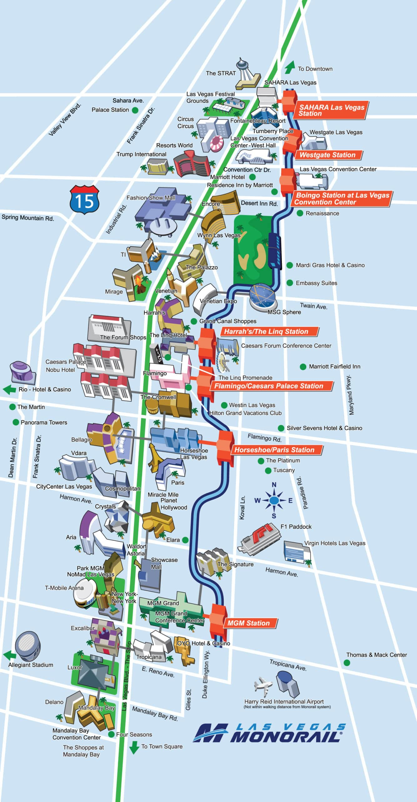 Official Route Map Of The Las Vegas Monorail inside Printable Detailed Las Vegas Strip Map