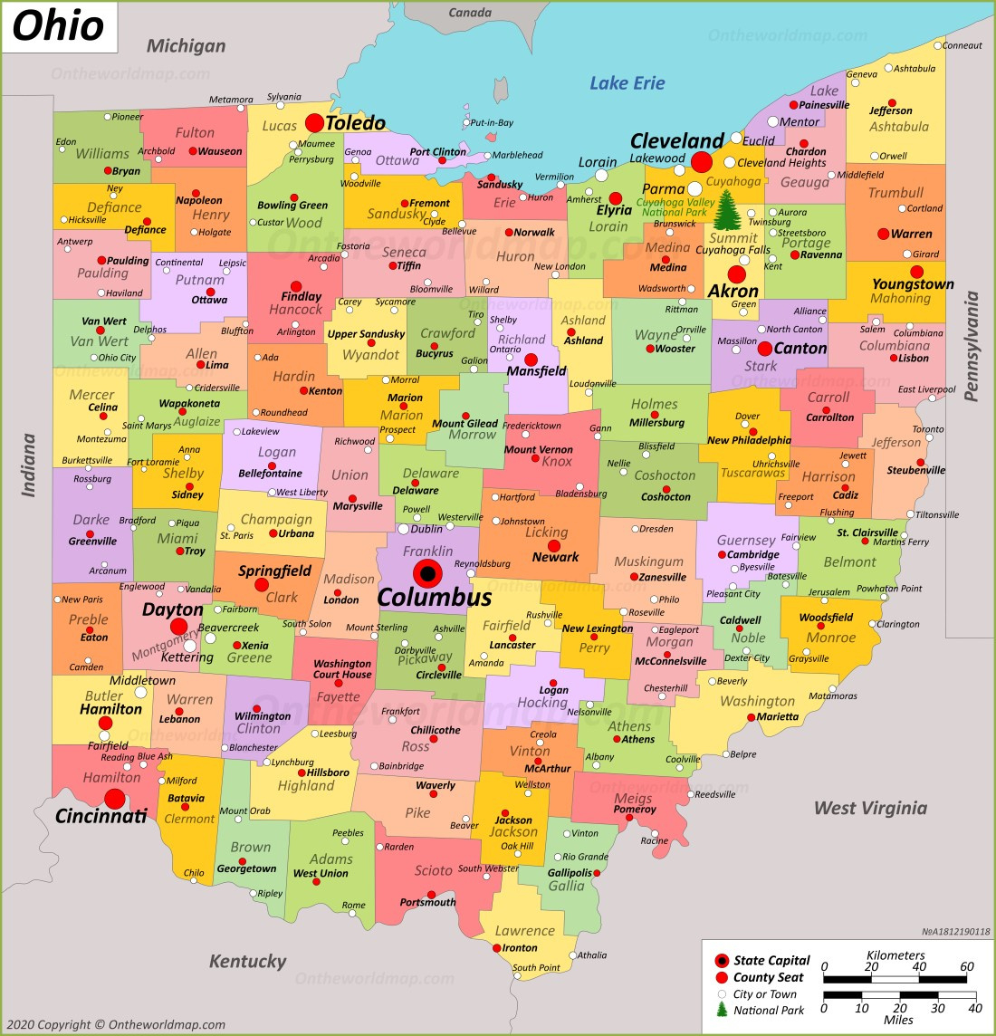 Ohio State Map | Usa | Maps Of Ohio (Oh) pertaining to Free Printable Map Of Ohio With Cities