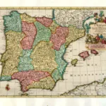 Old Antique Map Of Spain & Portugalpieter Van Der Aa Intended For Old Map Of Spain And Portugal