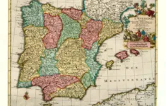 Old Antique Map Of Spain &amp; Portugalpieter Van Der Aa intended for Old Map of Spain and Portugal