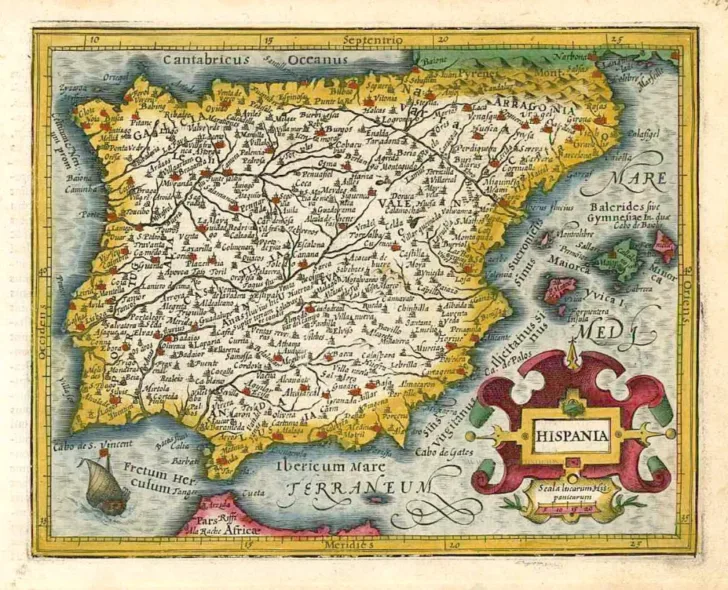 Old Map of Spain and Portugal