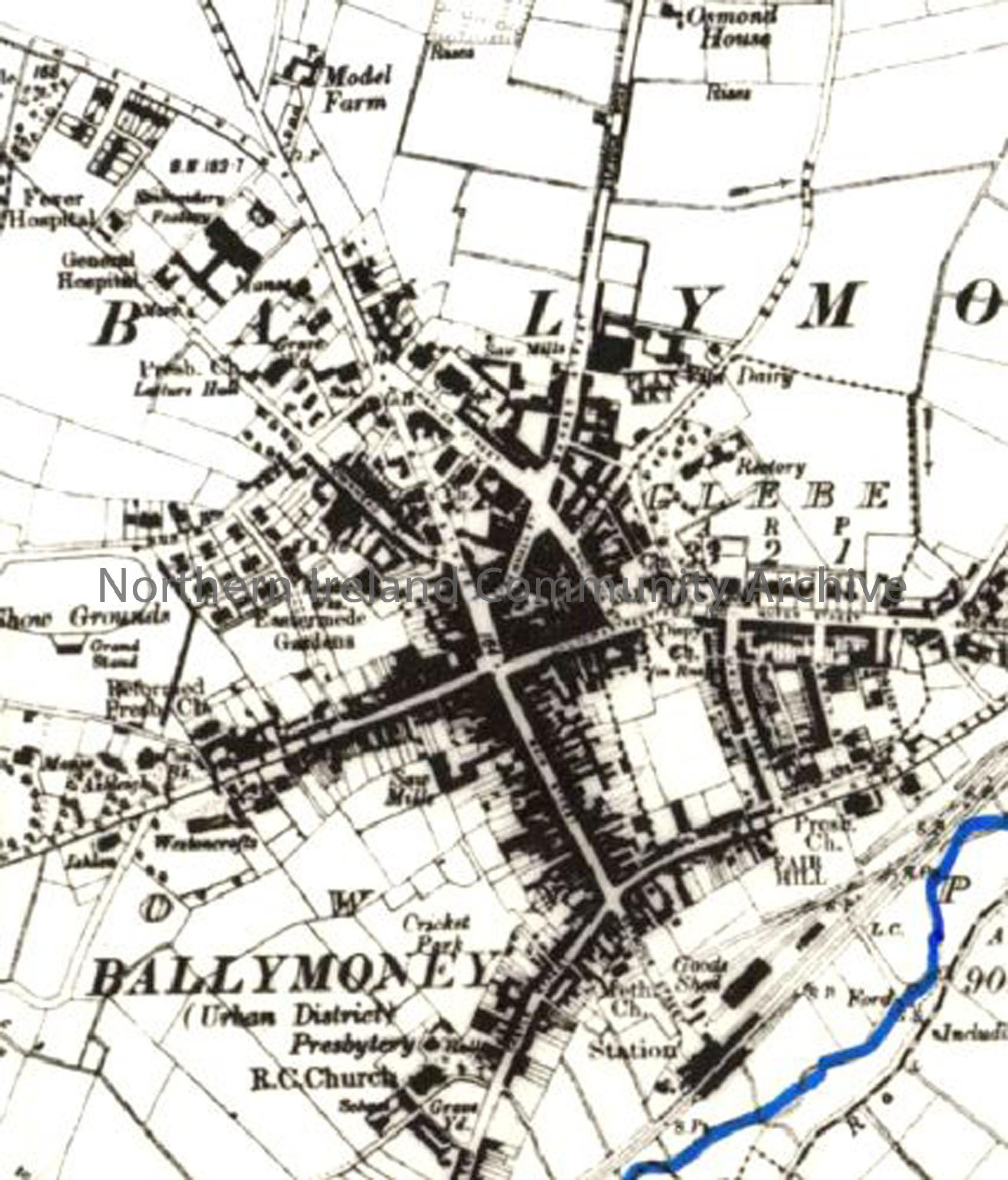 Ordnance Survey Map Of Ballymoney Town 1930 (5605) – Ni Community pertaining to Map of Ballymoney Northern Ireland