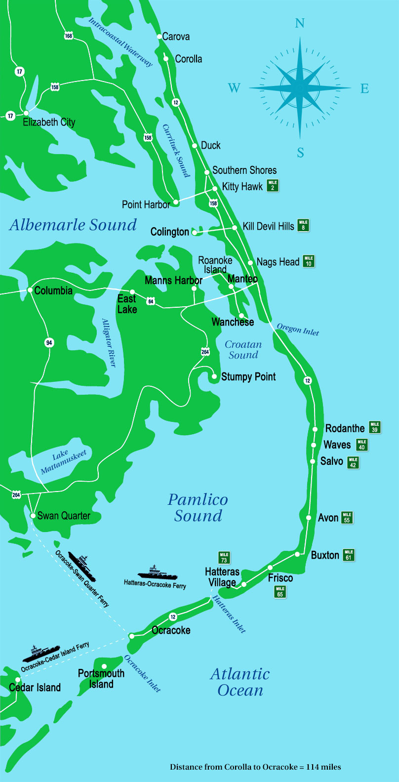 Outer Banks Map | Outer Banks, Nc in Outer Banks Nc Map Printable
