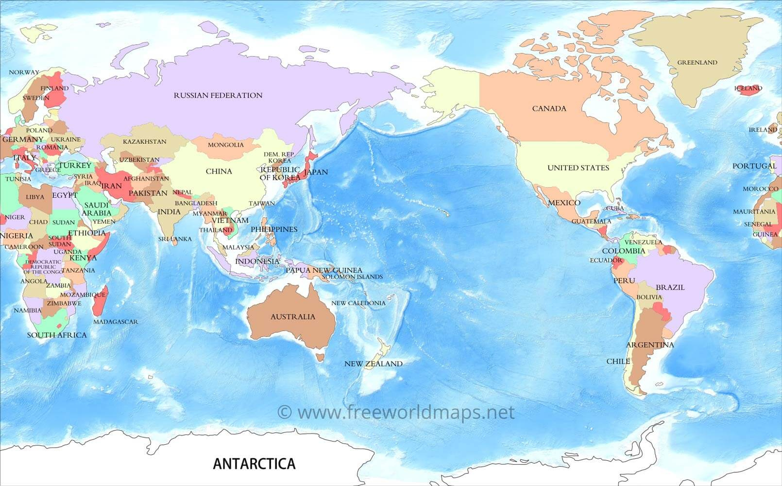 Pacific Centered World Map with Free Printable World Map Pacific Centered