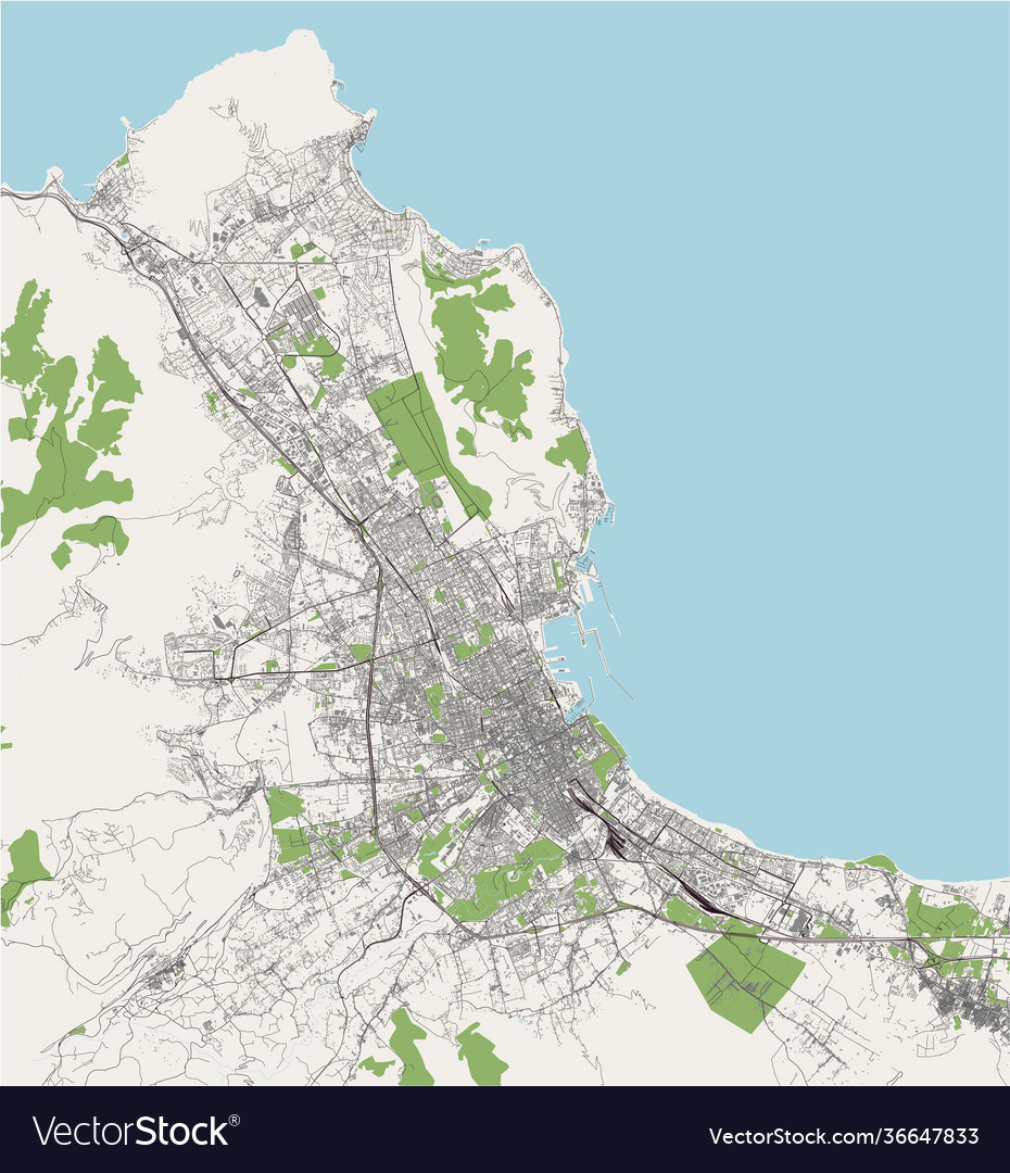 Palermo City Map, Italy Royalty Free Vector Image within City Map of Palermo Italy