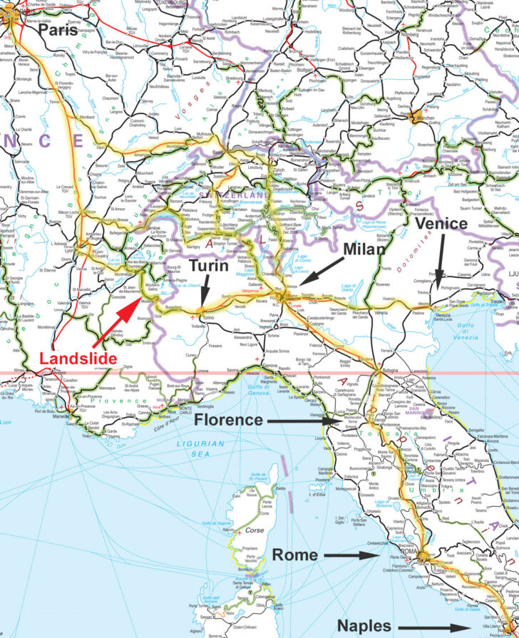 Map of France and Italy Train Routes