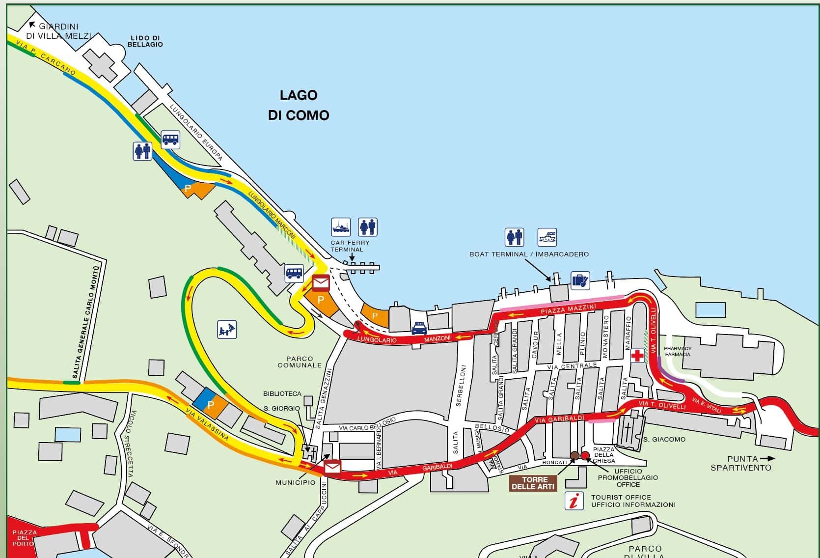 Parking In Bellagio | Bellagio Lake Como The Pearl Of Lake Como within Map of Bellagio Lake Como Italy