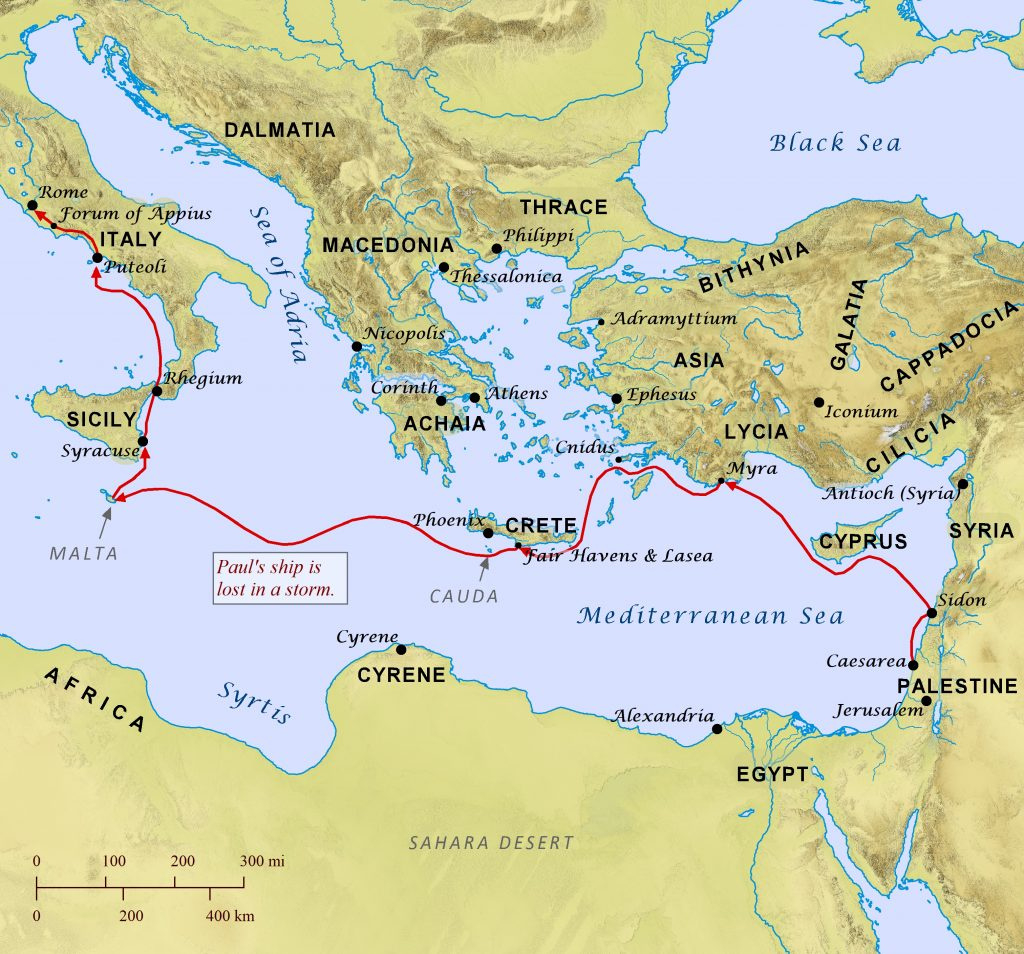 Paul&amp;#039;S Voyage To Rome – Bible Mapper Atlas pertaining to Printable Map Of Paul&amp;#039;S Journey To Rome