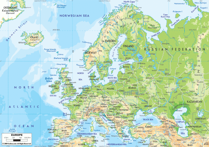 Map of Europe and Asia Rivers